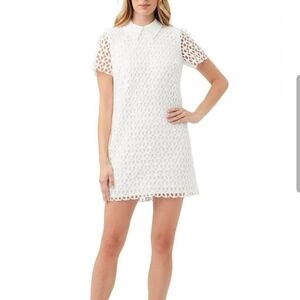 Trina Turk Sorrento Dress Classic White Lace Overlay  Women's 8 NWT
